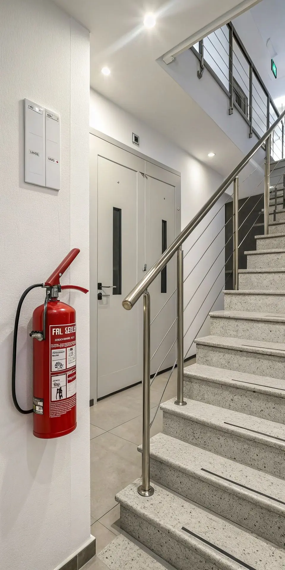 Brandblusser tegen muur in appartement Brandblusser tegen muur in appartement